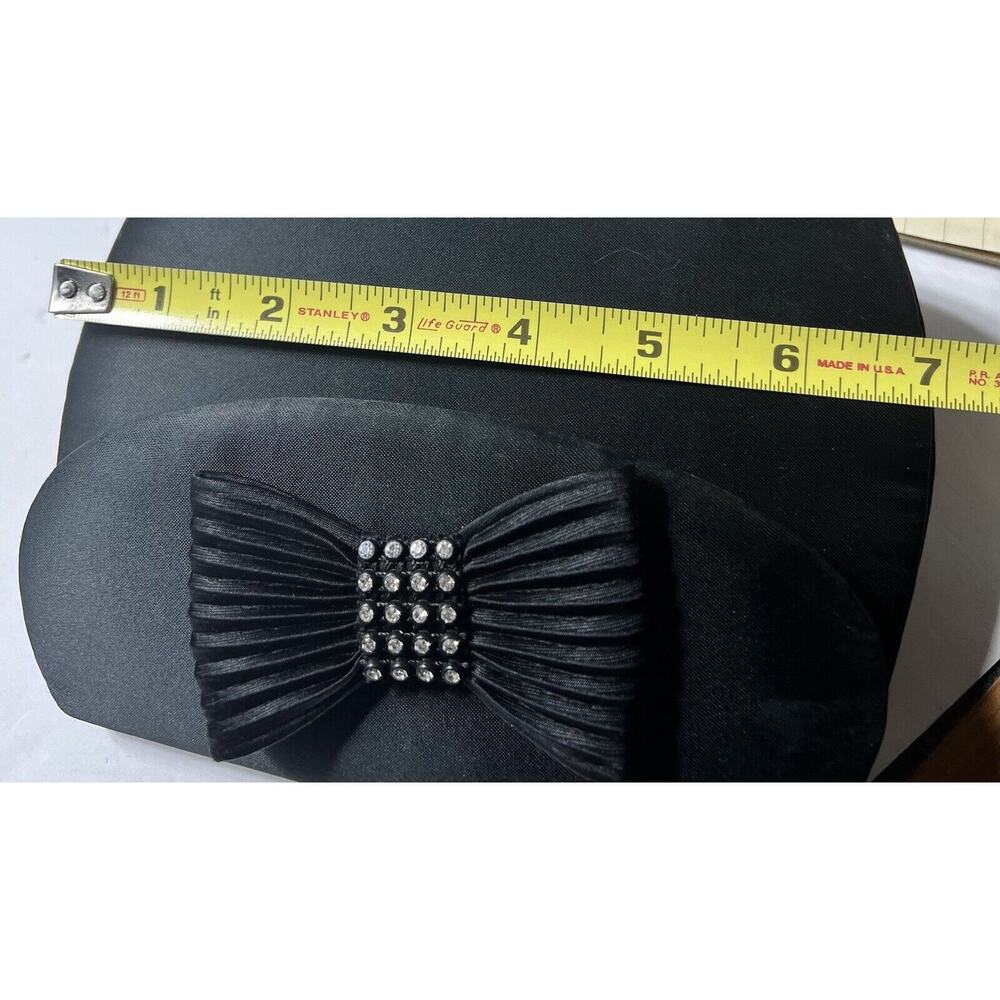 VTG. BLACK SATIN RHINESTONES Evening Bag Clutch Shoulder Bag - Picture 8 of 10